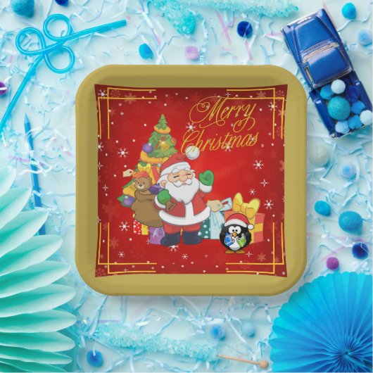Santa und Penquin Lieferung präsentiert Party Tell Pappteller (Party)