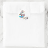 Santa und Pinguin Runder Aufkleber (Tasche)
