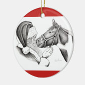 Santa und Pinto Pferd Keramik Ornament (Links)