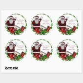 Santa und präsentiert Weihnachtsmarken Runder Aufkleber (Blatt)