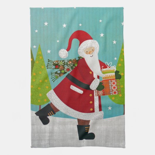Santa und Presents Geschirrtuch (Vertikal)