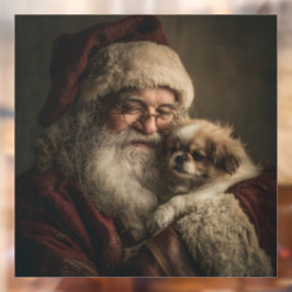 Santa und Puppy Fensteraufkleber