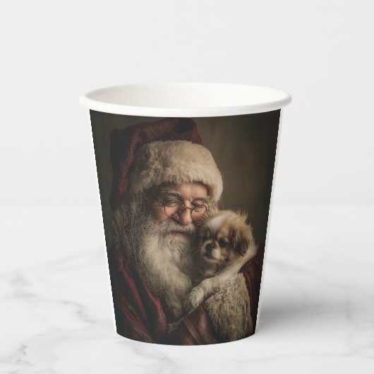 Santa und Puppy Pappbecher (Vorderseite)