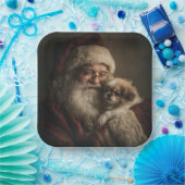 Santa und Puppy Pappteller (Party)