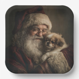Santa und Puppy Pappteller