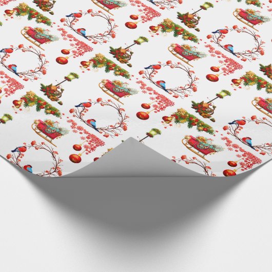 Santa und Red Sleigh Glossy Geschenkpapier (Ecke)