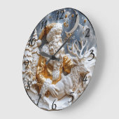 Santa und Reindeer Charm Große Wanduhr (Winkel)