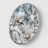 Santa und Reindeer Charm Große Wanduhr (Winkel)