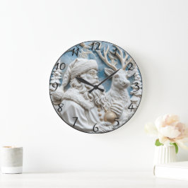 Santa und Reindeer Charm Große Wanduhr