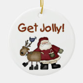Santa und Reindeer erhalten Jolly Ornament (Vorne)