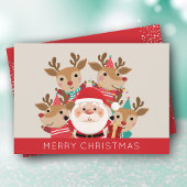 Santa und Reindeer Flat Frohe Weihnachten