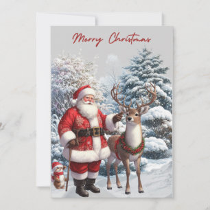 Santa und Reindeer Frohe Weihnachtskarte Feiertagskarte