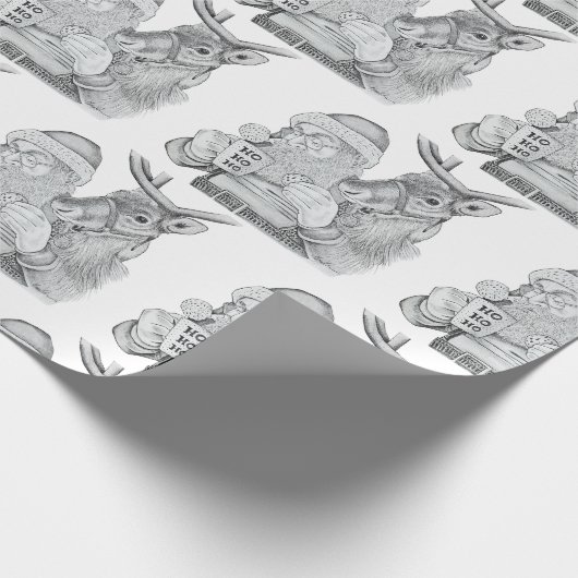 Santa und Reindeer Geschenkpapier (Ecke)