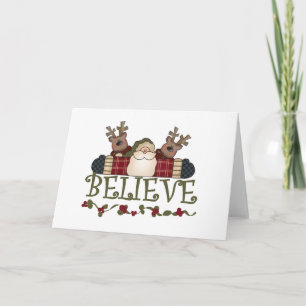 Santa und Reindeer glauben Feiertagskarte