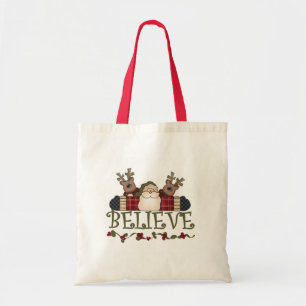 Santa und Reindeer glauben Tragetasche