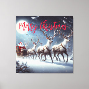 Santa und Reindeer Leinwanddruck