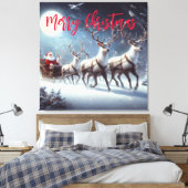 Santa und Reindeer Leinwanddruck (Insitu (Schlafzimmer))