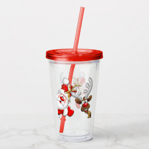 Santa und Reindeer Merry Christmassy Happy Cartoon Acryltrinkbecher