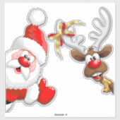 Santa und Reindeer Merry Christmassy Happy Cartoon Aufkleber (Blatt)