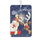 Santa und Reindeer Merry Christmassy Happy Cartoon Autolufterfrischer (Rückseite)