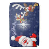Santa und Reindeer Merry Christmassy Happy Cartoon Badematte (Vorderseite Vertikal)