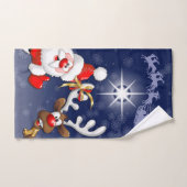 Santa und Reindeer Merry Christmassy Happy Cartoon Badhandtuch Set (Handtuch)