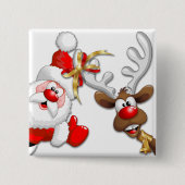 Santa und Reindeer Merry Christmassy Happy Cartoon Button (Vorderseite)