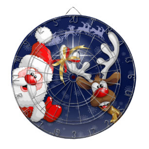 Santa und Reindeer Merry Christmassy Happy Cartoon Dartscheibe