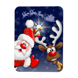Santa und Reindeer Merry Christmassy Happy Cartoon Magnet