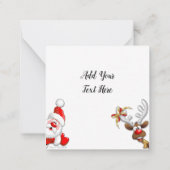 Santa und Reindeer Merry Christmassy Happy Cartoon Mitteilungskarte (Rückseite)