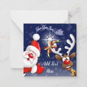 Santa und Reindeer Merry Christmassy Happy Cartoon Mitteilungskarte