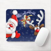 Santa und Reindeer Merry Christmassy Happy Cartoon Mousepad (Mit Mouse)