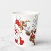 Santa und Reindeer Merry Christmassy Happy Cartoon Pappbecher (Vorderseite)