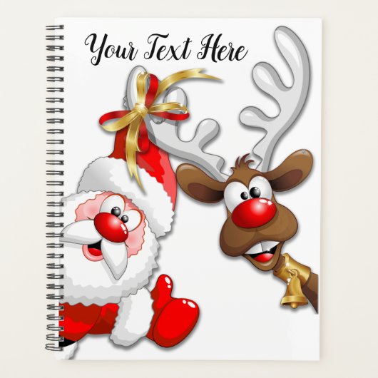 Santa und Reindeer Merry Christmassy Happy Cartoon Planer (Vorderseite)