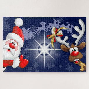 Santa und Reindeer Merry Christmassy Happy Cartoon Puzzle