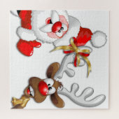 Santa und Reindeer Merry Christmassy Happy Cartoon Puzzle (Horizontal)