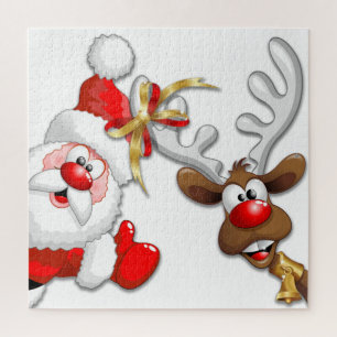 Santa und Reindeer Merry Christmassy Happy Cartoon Puzzle