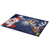 Santa und Reindeer Merry Christmassy Happy Cartoon Schneidebrett (Ecke)