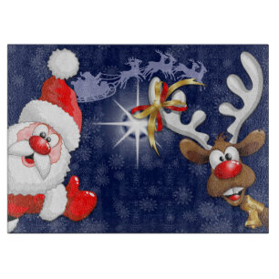 Santa und Reindeer Merry Christmassy Happy Cartoon Schneidebrett