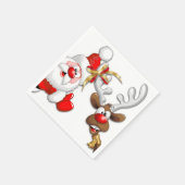 Santa und Reindeer Merry Christmassy Happy Cartoon Serviette (Ecke)