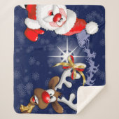 Santa und Reindeer Merry Christmassy Happy Cartoon Sherpadecke (Vorderseite)