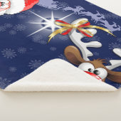 Santa und Reindeer Merry Christmassy Happy Cartoon Sherpadecke (3/4)