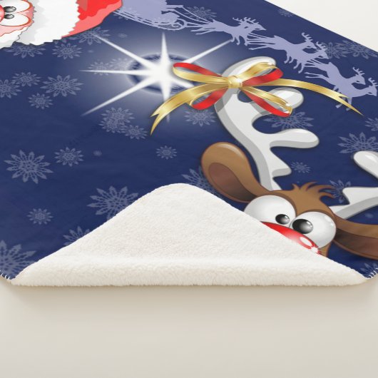 Santa und Reindeer Merry Christmassy Happy Cartoon Sherpadecke (3/4)