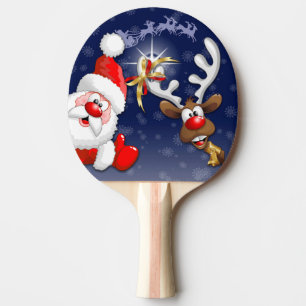 Santa und Reindeer Merry Christmassy Happy Cartoon Tischtennis Schläger