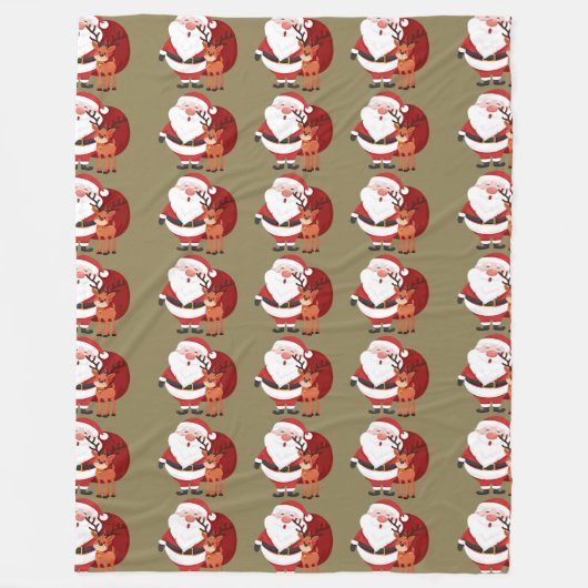 Santa und Reindeer Muster Fleecedecke (Vorderseite)