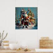Santa und Reindeer Poster (Küche)