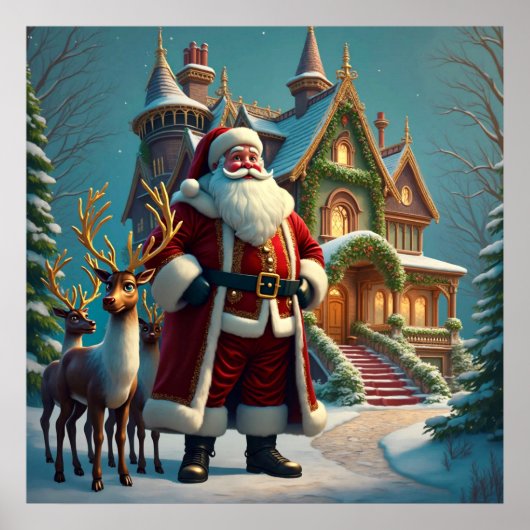 Santa und Reindeer Poster (Vorne)