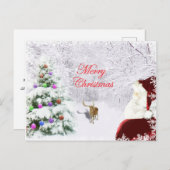 Santa und Reindeer Postkarte (Vorne/Hinten)
