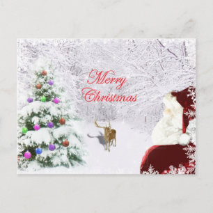 Santa und Reindeer Postkarte