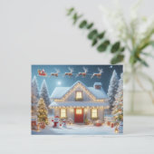 Santa und Reindeer Postkarte (Stehend Vorderseite)